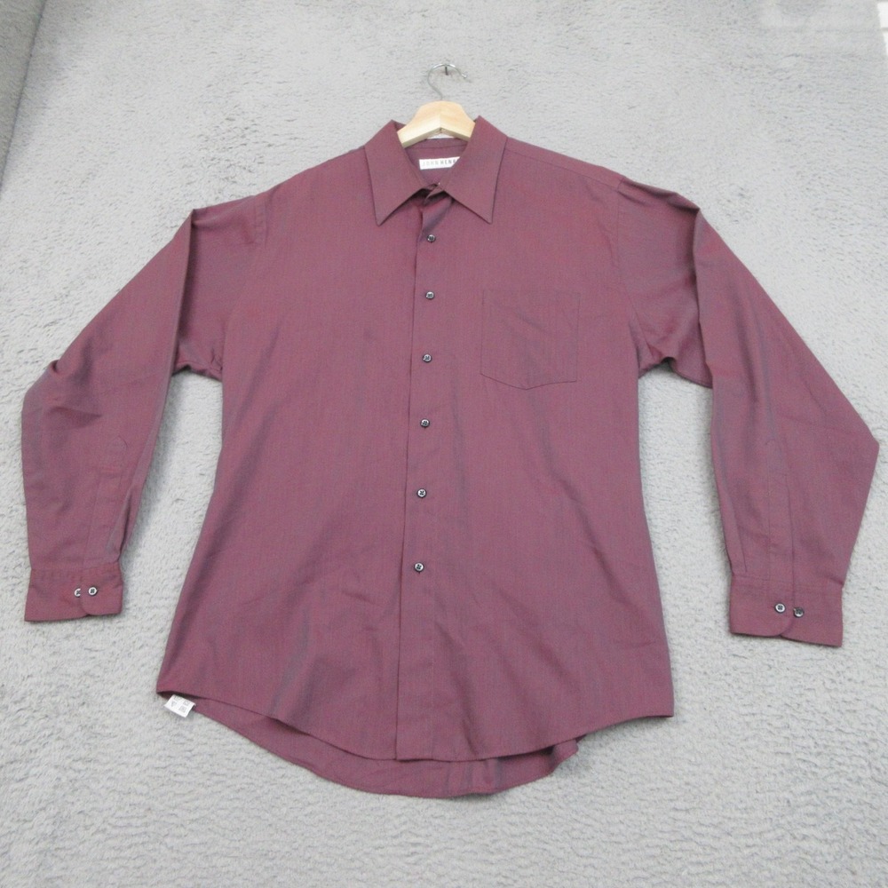 John Henry Fitted Dress Shirt Men 16.5 34/35 Red Corporate Classic Office Casual